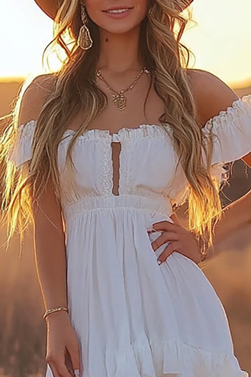 Off The Shoulder Ruffled Graduation Dress